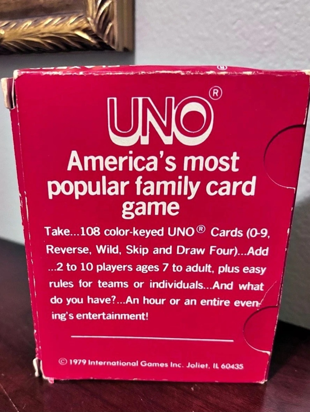Vintage 1979 Deck of UNO cards still In sealed plastic Red Box - Picture 3 of 7